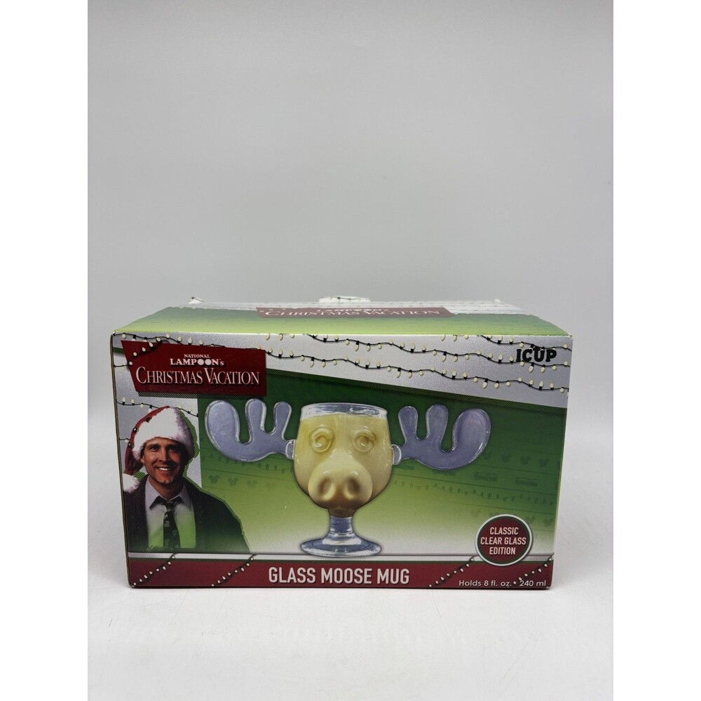 National Lampoon's Christmas Vacation Glass Moose Mug 8oz NIB Clark Griswold